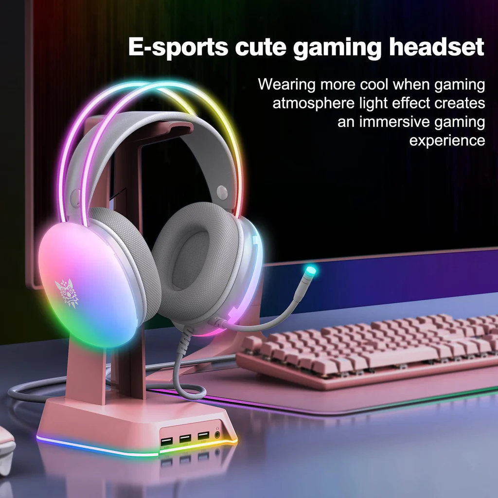 ONIKUMA X25 RGB Gaming Headset – 360° Mikrofon, 3D Stereo Ses, Dinamik RGB Işıklar ile E-Spor Keyfi
